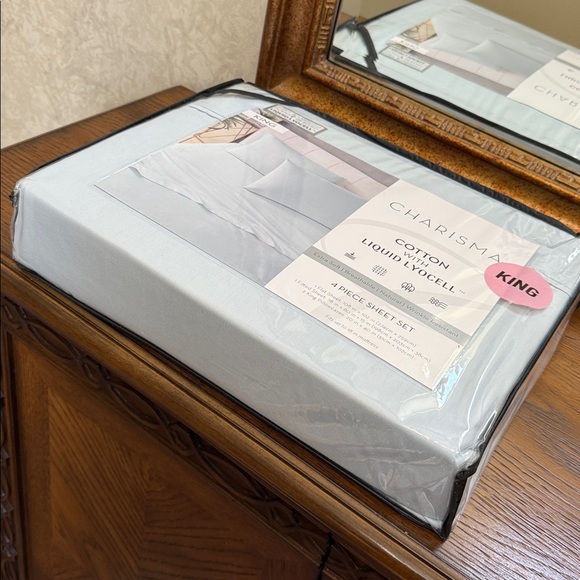 Charisma King 4 piece Sheet Set - Soft Blue - Picture 10 of 12